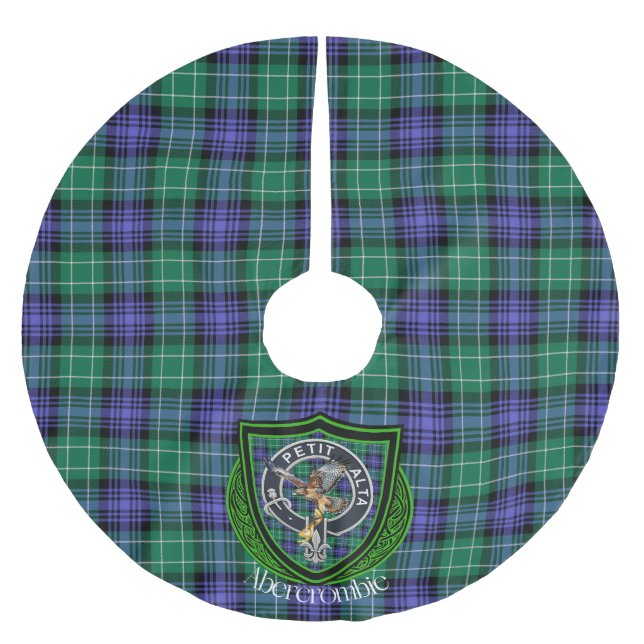 Falda Para El Árbol De Navidad De Poliéster Abercrombie Scottish Clan Tartan and Crest (Anverso)