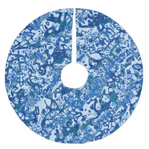 Falda Para El Árbol De Navidad De Poliéster Abstracción gráfica con manchas azules