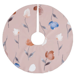 Falda Para El Árbol De Navidad De Poliéster Abstracto Acuarela Floral: Pastel Seamless.