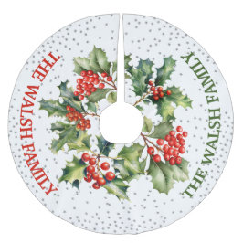Falda Para El Árbol De Navidad De Poliéster Acebo y Brillo Artificial