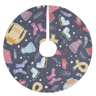 Falda Para El Árbol De Navidad De Poliéster Acogedora cosecha de invierno de punto inmaculado