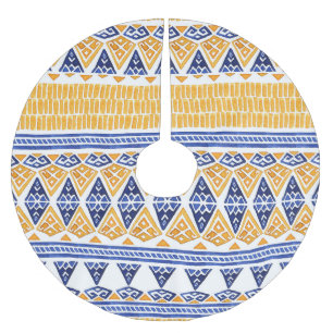 Falda Para El Árbol De Navidad De Poliéster Acuarela Bohemia: Patrón Artístico sin Marea.