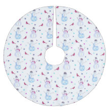 Acuarela caprichosa hombres de nieve y aves cardin