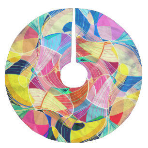 Falda Para El Árbol De Navidad De Poliéster acuarela colorida abstracta, fondo fantástico