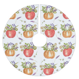 Falda Para El Árbol De Navidad De Poliéster Acuarela De Otoño, Composición Sin Marea.