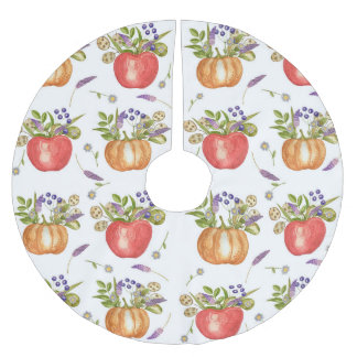 Falda Para El Árbol De Navidad De Poliéster Acuarela De Otoño, Composición Sin Marea.