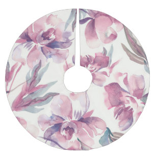 Falda Para El Árbol De Navidad De Poliéster acuarela de peonies: fondo floral sin fisuras.