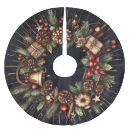 Falda Para El Árbol De Navidad De Poliéster Acuarela: vacaciones de Navidades de Rústico Negro
