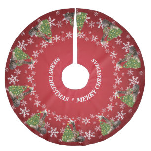 Falda Para El Árbol De Navidad De Poliéster Adorables Navidades caprichosos jirafas en rojo