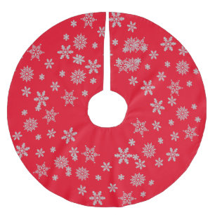 Falda Para El Árbol De Navidad De Poliéster Adorno de Navidad de Cristal de Copo de Nieve Rojo