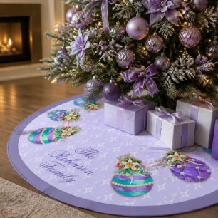 Falda Para El Árbol De Navidad De Poliéster Adornos de Navidad   Lavanda 