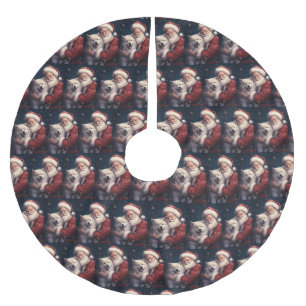 Falda Para El Árbol De Navidad De Poliéster Akita con Navidades festivos de Santa Claus