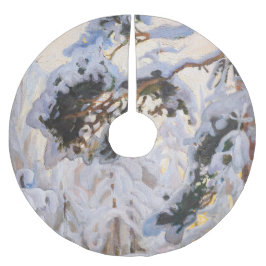 Falda Para El Árbol De Navidad De Poliéster Akseli Gallen-Kallela - Bosque en invierno