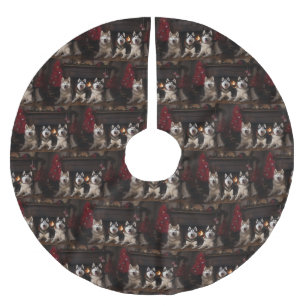 Falda Para El Árbol De Navidad De Poliéster Alaskan Malamute junto a los Navidades de la chime