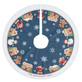 Falda Para El Árbol De Navidad De Poliéster Aldea de Pan de Jengibre Personalizada en Poliéste