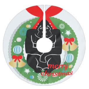 Falda Para El Árbol De Navidad De Poliéster alegre navidad de la falda gorila