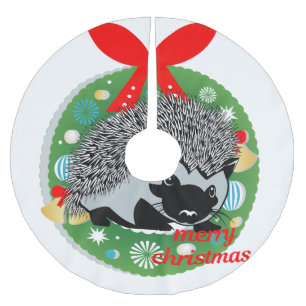 Falda Para El Árbol De Navidad De Poliéster alegre navidad hedgehog