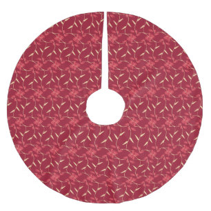 Falda Para El Árbol De Navidad De Poliéster Alegre Rojo Floral Regal
