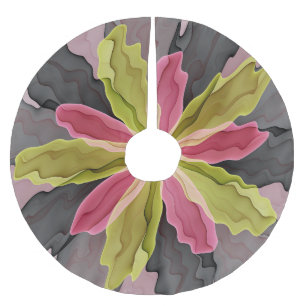 Falda Para El Árbol De Navidad De Poliéster Alegría, antracita verde rosada Fantasía Flower Fr