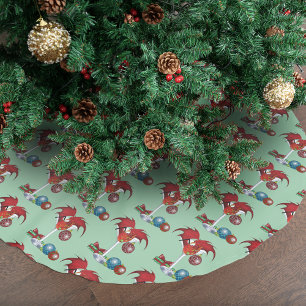 Falda Para El Árbol De Navidad De Poliéster Alegría de la Fiesta de Navidad Cóctel Dragón Rojo