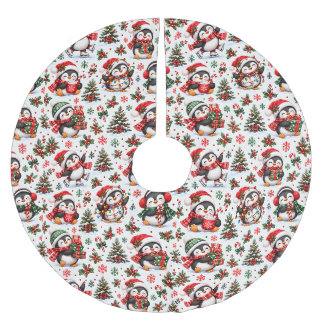 Falda Para El Árbol De Navidad De Poliéster Alegría Navideña Pingüino de Navidad
