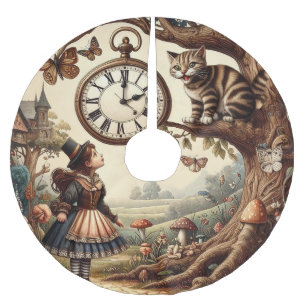 Falda Para El Árbol De Navidad De Poliéster Alice y el Gato de Cheshire: Fantasía Caprichosa d