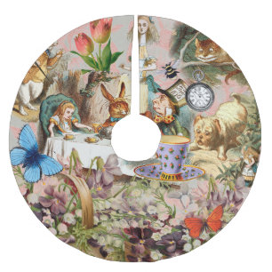 Falda Para El Árbol De Navidad De Poliéster Alicia en el arte Fiesta del té de las maravillas