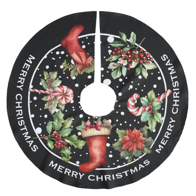 FALDA PARA EL ÁRBOL DE NAVIDAD DE POLIÉSTER ALMACENAMIENTO DE NAVIDADES TRADICIONALES, CAÑA DE (Anverso)