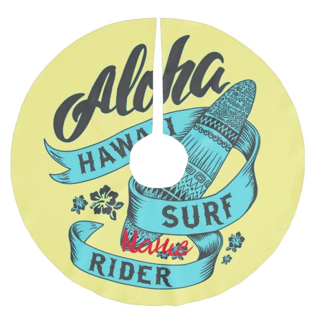 Falda Para El Árbol De Navidad De Poliéster Aloha Hawaii Surf Rider Thunder_Cove (Anverso)