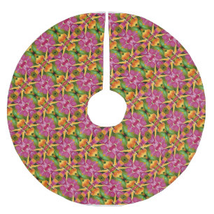 Falda Para El Árbol De Navidad De Poliéster Aloha Tropical Hawai Floral Bohemiana