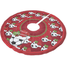 Falda Para El Árbol De Navidad De Poliéster Amantes del fútbol de las Felices Navidad