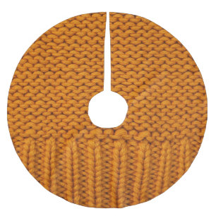 Falda Para El Árbol De Navidad De Poliéster Amarillo brillante: textura de punto hecha a mano.