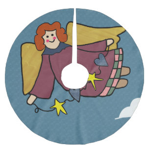 Falda Para El Árbol De Navidad De Poliéster Ángel