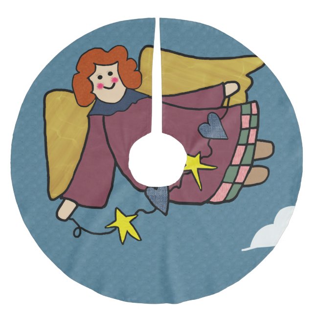 Falda Para El Árbol De Navidad De Poliéster Ángel (Anverso)
