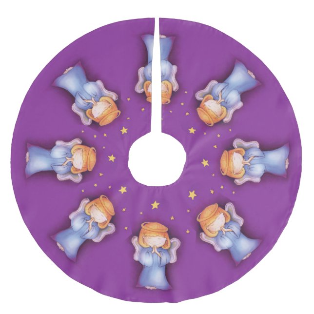 Falda Para El Árbol De Navidad De Poliéster ángel de navidades reza a falda de árbol de navida (Anverso)