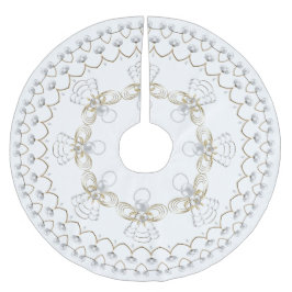 Falda Para El Árbol De Navidad De Poliéster Ángel del navidad de la perla del personalizado