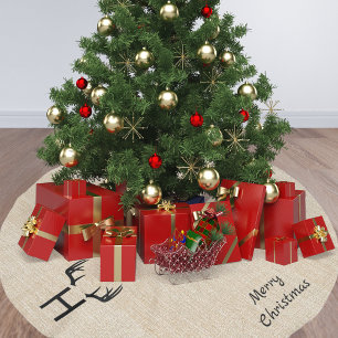 Falda Para El Árbol De Navidad De Poliéster Anguilas monográficas de la familia burlap de Beig