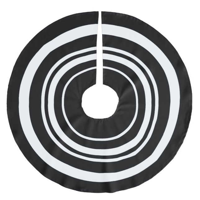 Falda Para El Árbol De Navidad De Poliéster Anillos blancos y negros, falda de árbol de Navida (Anverso)