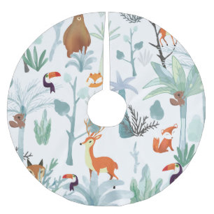Falda Para El Árbol De Navidad De Poliéster Animales muy bien educados: garabato de bosque tro
