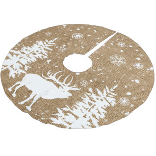 Falda Para El Árbol De Navidad De Poliéster Animales rústicos en Burlap
