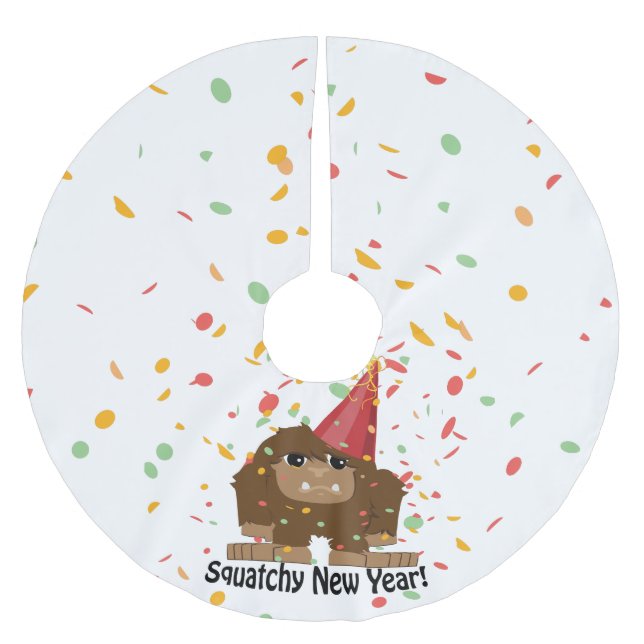 Falda Para El Árbol De Navidad De Poliéster Año Nuevo cuatchico (Anverso)