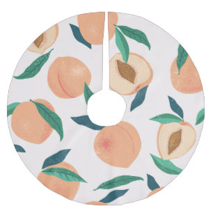 Falda Para El Árbol De Navidad De Poliéster Apricot De Peach: Patrón Tropical Sin Marea.