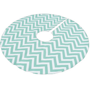 Falda Para El Árbol De Navidad De Poliéster Aqua Chevron Stripes