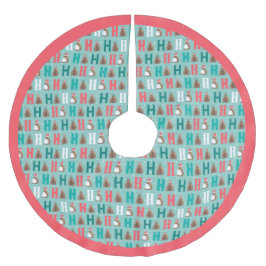 Falda Para El Árbol De Navidad De Poliéster Aqua Ho Ho Ho Armadillo