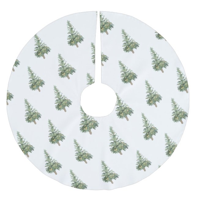 Falda Para El Árbol De Navidad De Poliéster Árbol de acuarela Boho Merry Christmas (Anverso)