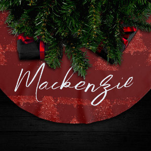 Falda Para El Árbol De Navidad De Poliéster Árbol de Navidad clásico   Rojo de cardenales rico