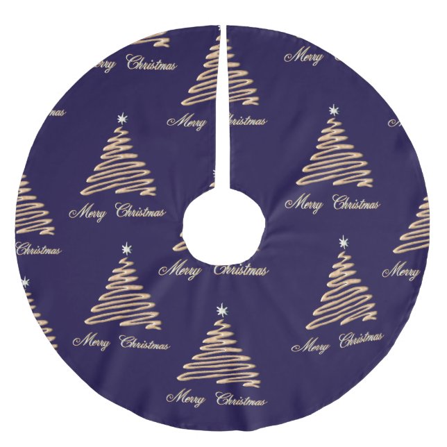 Falda Para El Árbol De Navidad De Poliéster Árbol de Navidad dorado (Anverso)