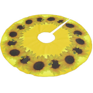 Falda Para El Árbol De Navidad De Poliéster Árbol de Navidad girasol Flores Amarillas Barrido
