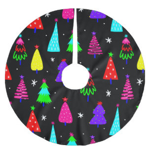 Falda Para El Árbol De Navidad De Poliéster árbol de navidad negro colorido arte pop