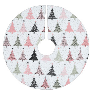 Falda Para El Árbol De Navidad De Poliéster Árbol de Navidad rosa y verde con fondo blanco